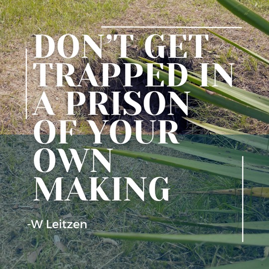 Don't get trapped in a prison of your own making. -W Leitzen