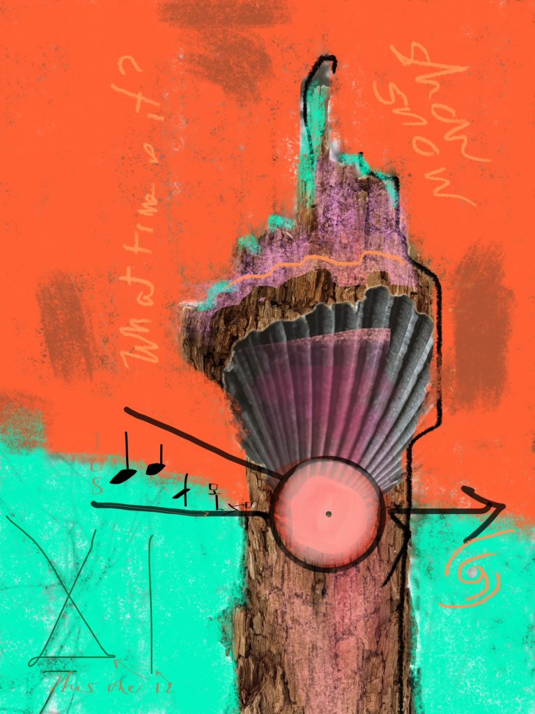his Band Goes Time
Markup on photo of broken stump by Elizabeth Mullen Matteson South Kingstown, RI