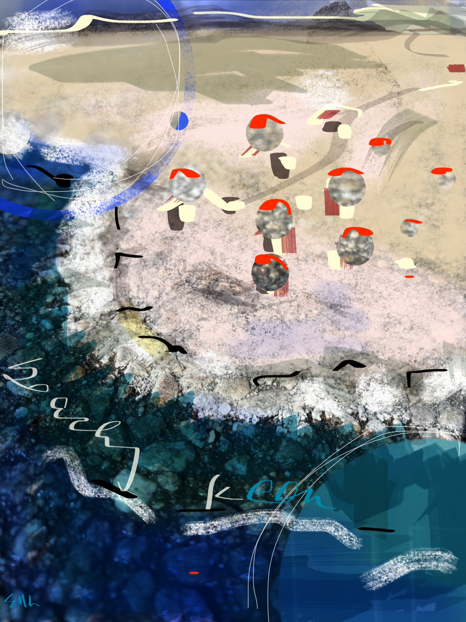 "Beachy K" Abstract Digital Markup Art by Elizabeth Mullen Matteson
