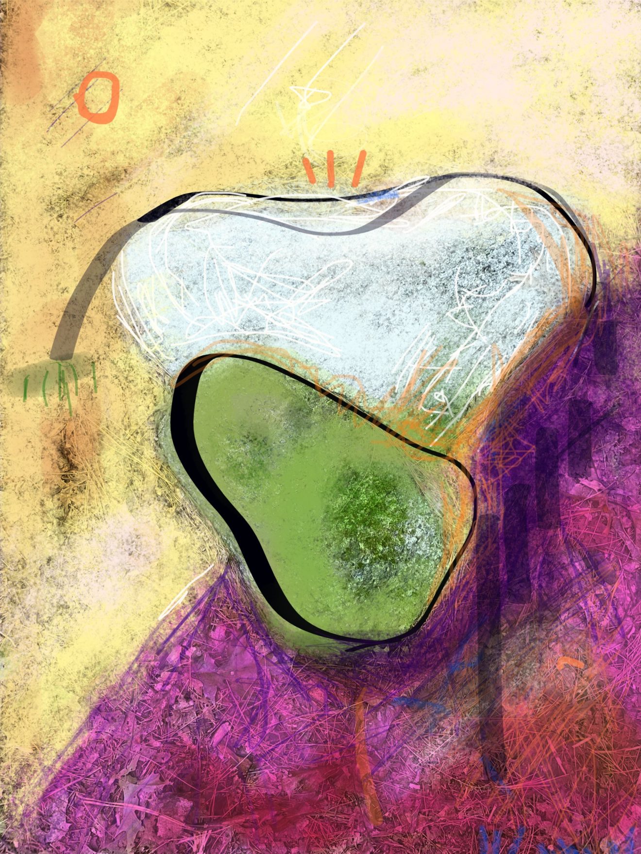 abstract art that looks a little like a figure wearing a Chef's hat