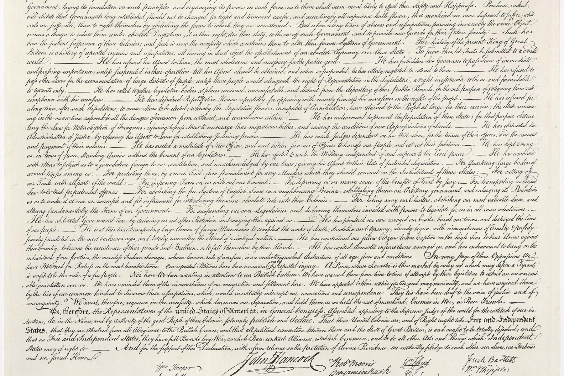 Declaration of Independence, Courtesy of Wikipedia Commons